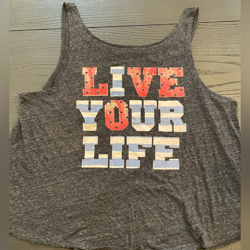 American Eagle Outfitters Live Your‎ Life Grey Tank Size XL